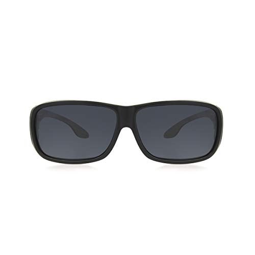 Dioptics نظارات شمسية دايوبتيكس للبالغين غير محددة الجنس مع درع شمسية حجرية تناسب فوق النظارات الشمسية، سوداء، 57 مم أمريكي - Image 2