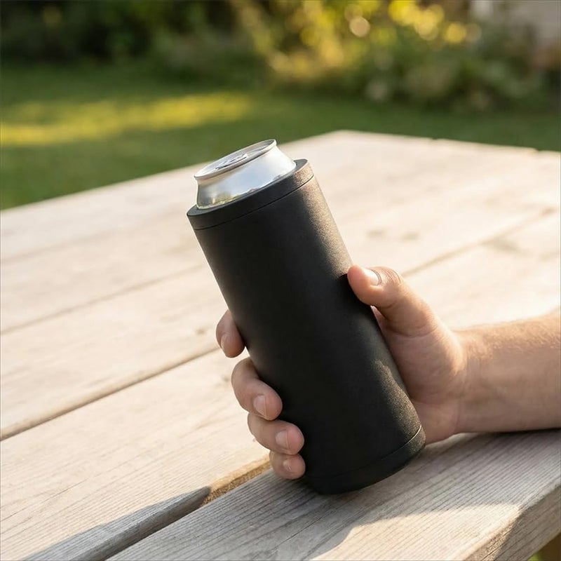 Double Tactical Can Holder: 2x12oz Black Lightweight Durable Ergonomic Design - Keeps Drinks Cold Longer Prevents Condensation for Outdoor Camping Game Day Parties - Image 2