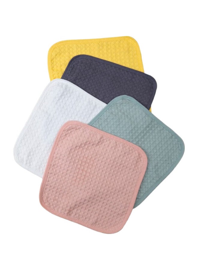 Hoyo Small Handkerchief, Pure Cotton Children'S Towel, Hand And Drool Towel, 5-Pack, Pink/Thousand Grass/Yellow/Gray/White - Image 2