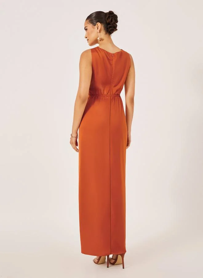 Styli Satin Twist Maxi Dress