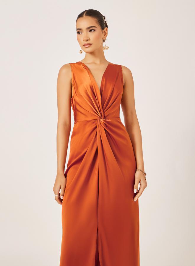 Styli Satin Twist Maxi Dress  - Image 3