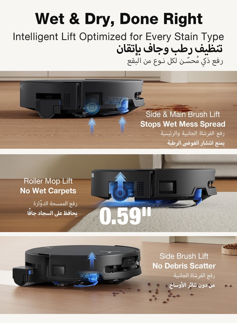 ECOVACS DEEBOT T90 Omni Robot Vacuum and Mop, 30,000Pa Suction, Instant Self-Cleaning OZMO Roller Mop, TruEdge Deep Edge Cleaning, ZeroTangle, Hot Water Wash & 145°F Air Dry, AI Obstacle Avoidance 4 L 65 W DEEBOT T90 OMNI black - Image 5