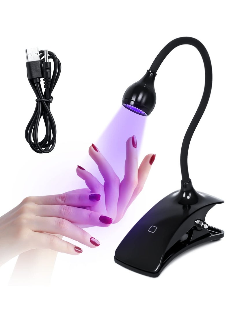 Excefore Quick Dry UV LED Nail Lamp, Gel UV Nail Lamp 5W Gel Nail Dryer 10 Seconds Quick Dry Gooseneck Cure Light Lamp Clip Professional Nail Dryer for Gel Polish Curing Nail Art Tools Accessories - Image 1