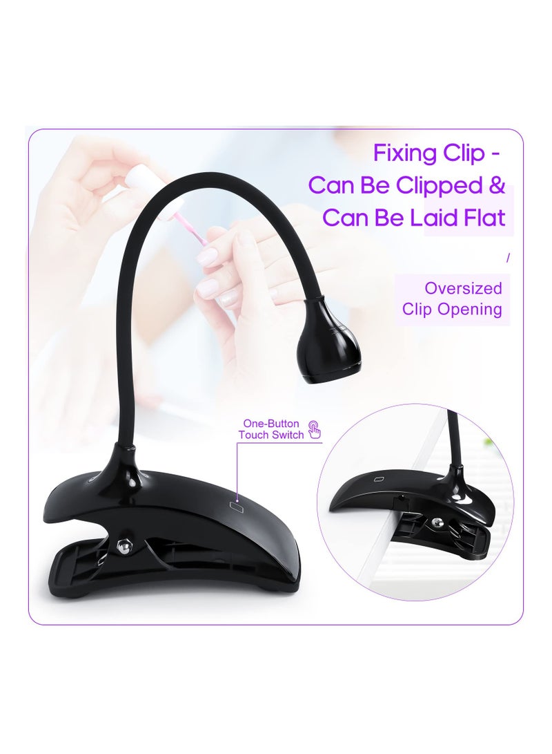 Excefore Quick Dry UV LED Nail Lamp, Gel UV Nail Lamp 5W Gel Nail Dryer 10 Seconds Quick Dry Gooseneck Cure Light Lamp Clip Professional Nail Dryer for Gel Polish Curing Nail Art Tools Accessories - Image 3
