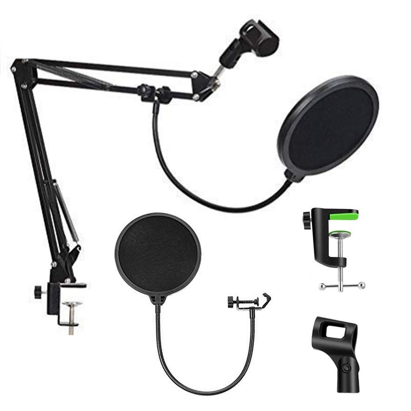 Kadence NB35-POP Suspension Boom Scissor Microphone Arm Stand with POP Filter | Universal clamp with mic holder & 3/8″ to 5/8″ adapter for shock mounts | Suitable for stages, studios - Image 3