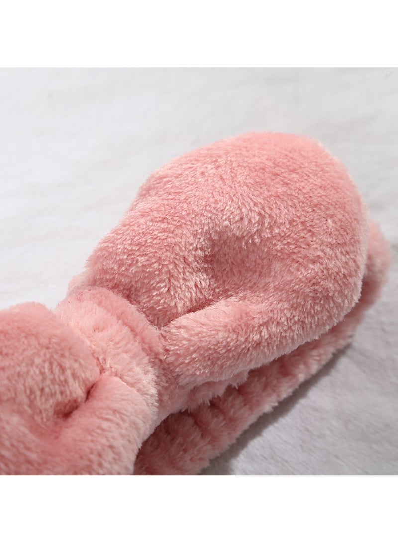 Bow tie headband Wrist strap Female face water absorbent coral velvet headband wrist strap a set - Image 4