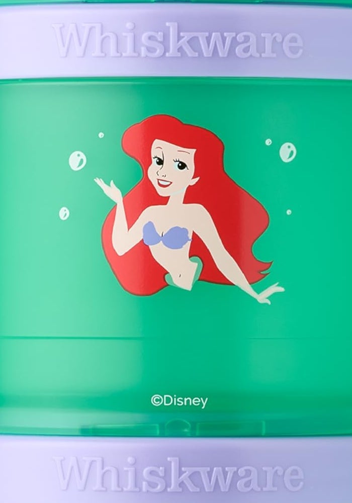 Whiskware Disney Princess Stackable Snack Containers for Kids, 3 Stackable Snack Cups for School and Travel, Ariel and Flounder - Image 1