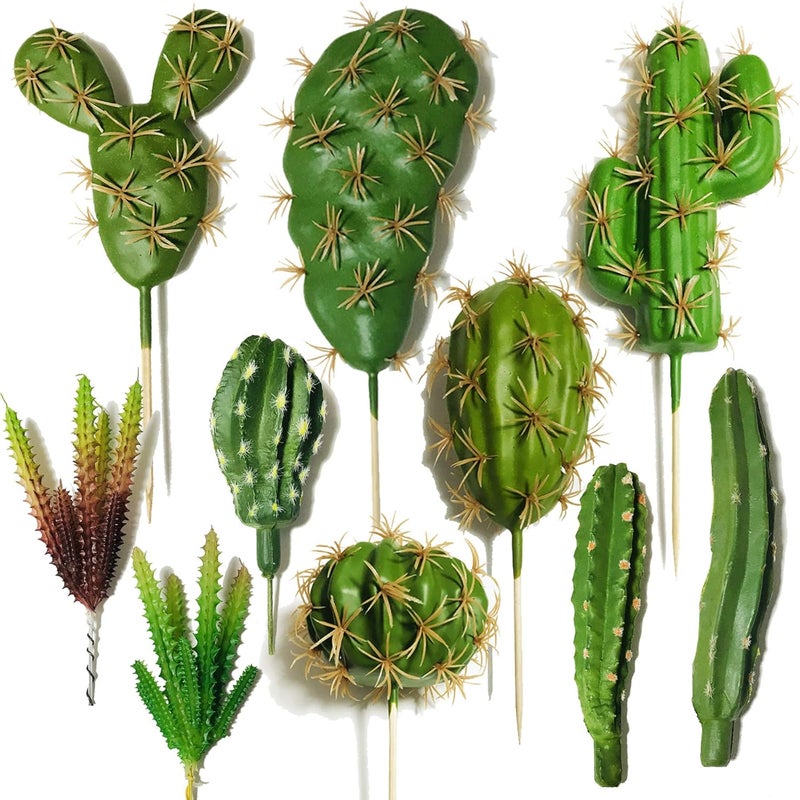 Cayway Pack of 10 Artificial Succulent Flowers Plants, Succulents Artificial Cactus Stems Home Decoration Indoor Garden DIY Accessories for Home Indoor Fairy Garden Decorations - Image 1
