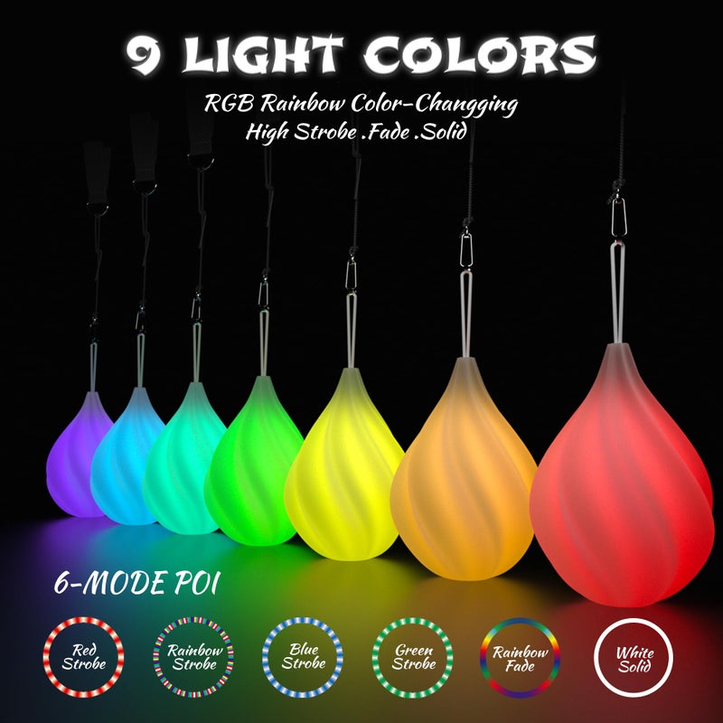 Papi Dada LED Poi Balls Set for Children and Adults - Luminous Premium Toy for Beginners & Professionals | LED Pois Kids Juggling | Juggling Set & Light Painting Accessories | Fire Poi Balls & Luminous Balls - Image 2