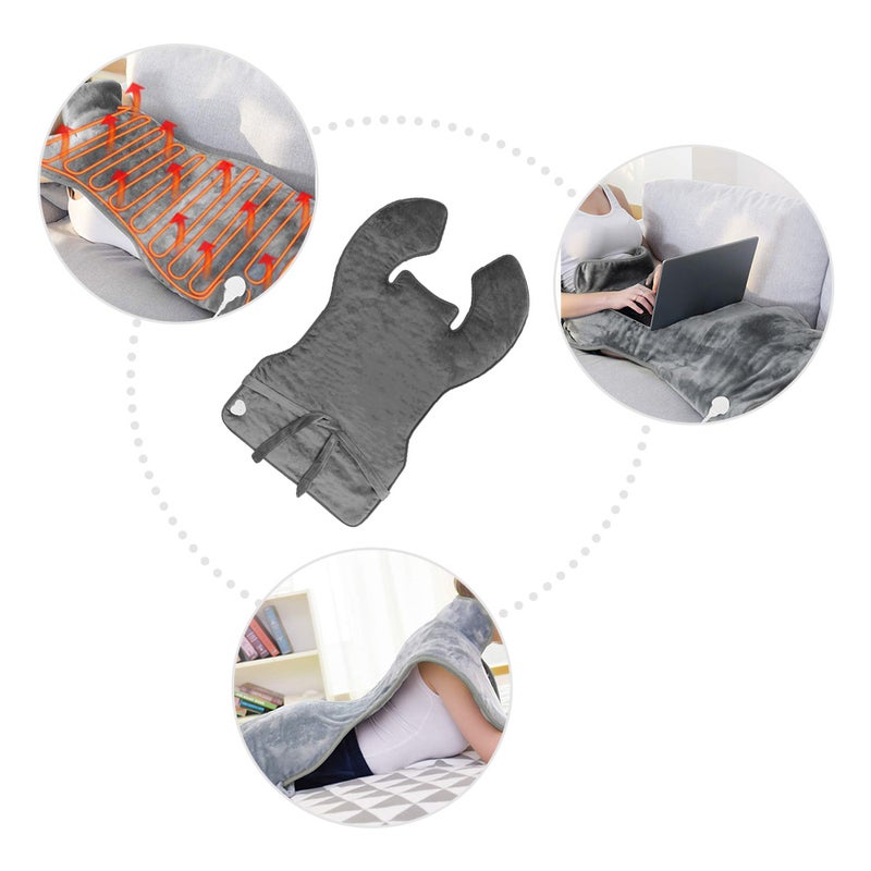 Heating Pad for Neck Back Waist Abdomen Shoulder Pain Relief Cramps Girl Menstrual with 6 Heat Levels 4 Timer Setting Heating Therapies 37inch * 22inch Silvery Grey - Image 5