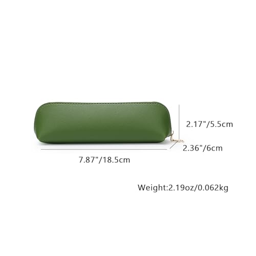 YONBEN Pencil Case Small Pencil Pouch Slim Zipper Pen Holder School Office CollegeGreenFaux Leather - Image 3
