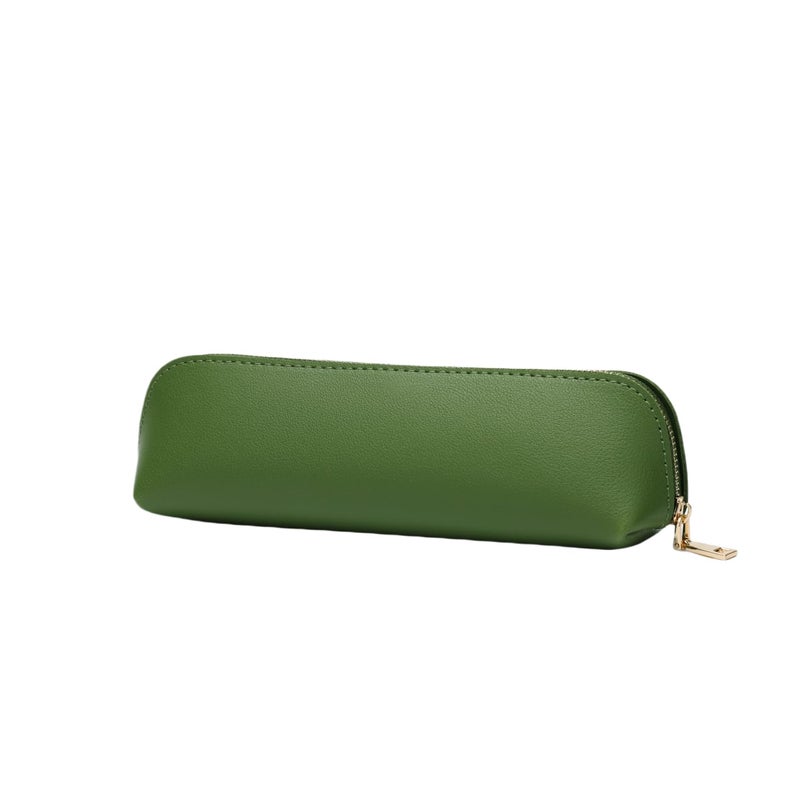 YONBEN Pencil Case Small Pencil Pouch Slim Zipper Pen Holder School Office CollegeGreenFaux Leather - Image 2