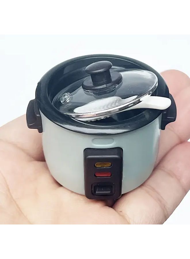 Blue Miniature Rice Cooker Toy Kitchen Accessory Realistic Simulation Model For Dollhouse Decor - Image 2