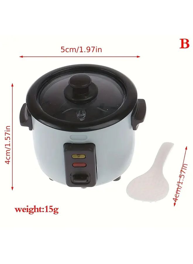 Blue Miniature Rice Cooker Toy Kitchen Accessory Realistic Simulation Model For Dollhouse Decor - Image 4