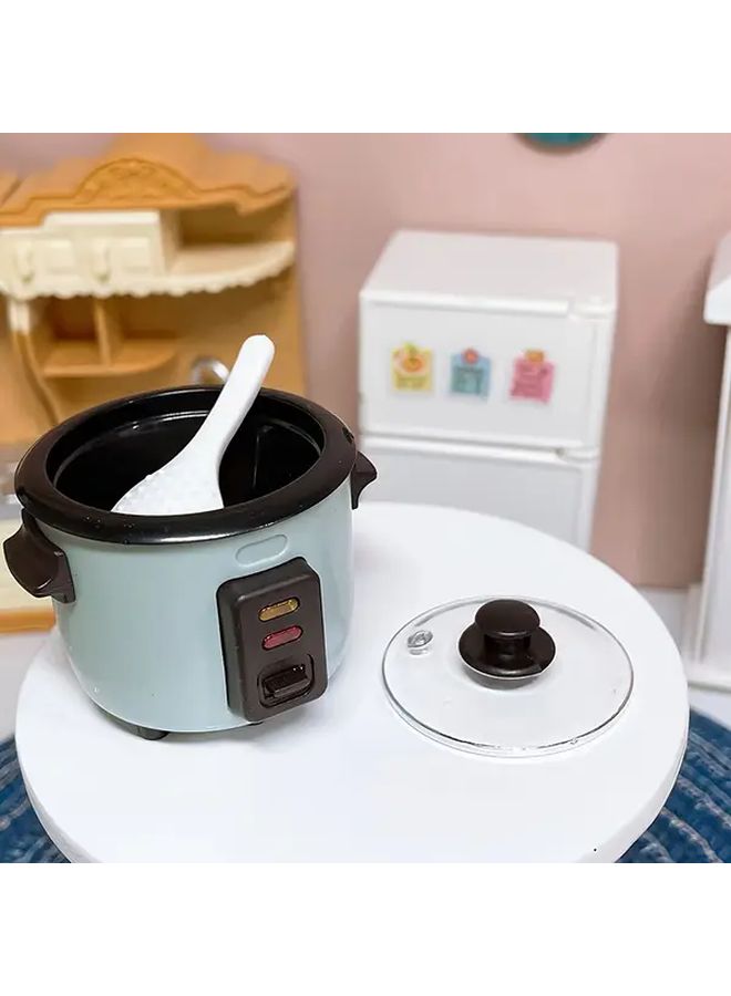 Blue Miniature Rice Cooker Toy Kitchen Accessory Realistic Simulation Model For Dollhouse Decor - Image 5
