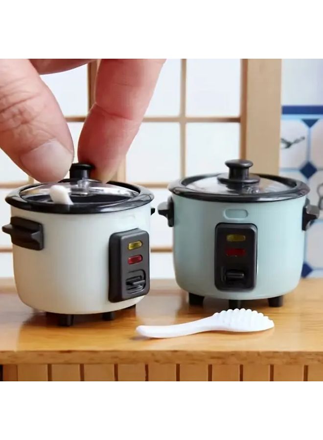 Blue Miniature Rice Cooker Toy Kitchen Accessory Realistic Simulation Model For Dollhouse Decor - Image 3