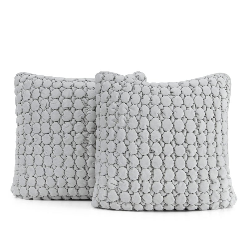 COCOPLOCEUS Set of 2 Boho Throw Pillow Covers 18x18 Decorative Farmhouse Pillow Covers Velvet Square Cushion Covers Bubble Texture Pillowcase for Couch Sofa Bed Bedroom Car Living Room  Light Gray - Image 1
