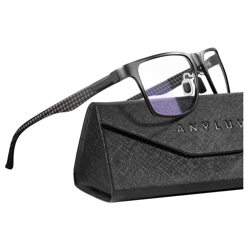ANYLUV Blue Light Blocking Glasses Men Computer Gaming Glasses Lightweight AlMg Metal Anti Eyestrain Eye Protection