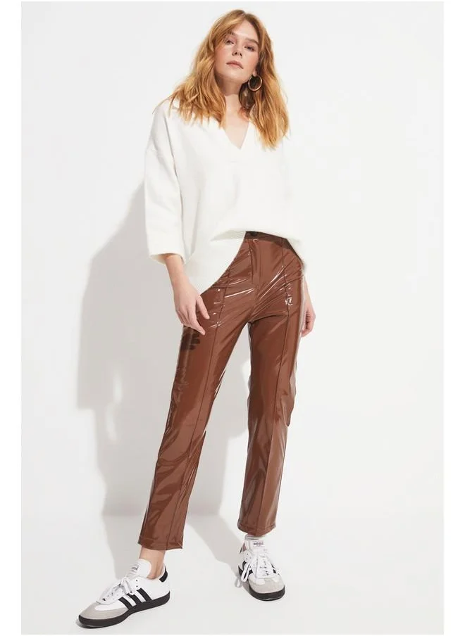 JUNE June Patent Leather Trouser Tan