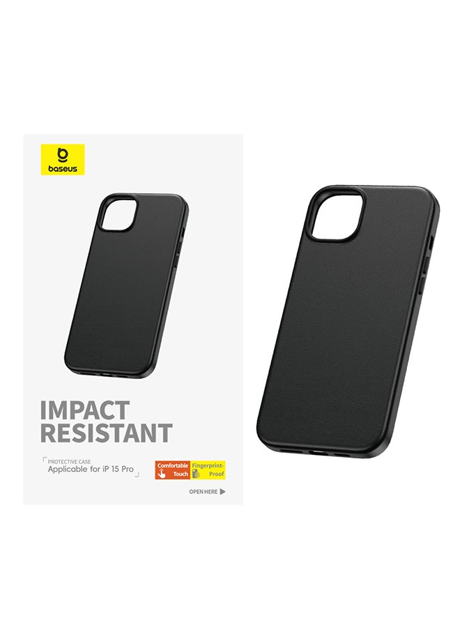 Baseus Fauxther Series Phone Case For iPhone 15 Pro Cluster Black - Image 2