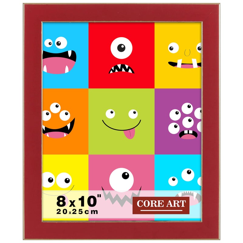 CORE ART 8x10 Picture Frame Red Photo Frame  8 by 10 Colorful Frame with HD Plexiglass  Wall or Tabletop Display - Image 1