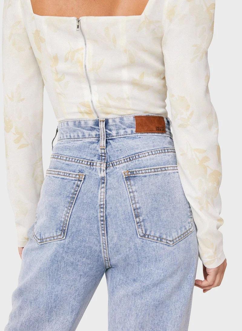 NASTY GAL High Waist Tie Detail Jeans