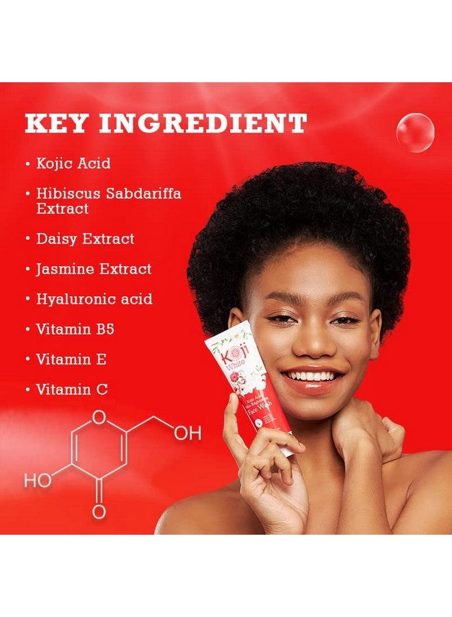 koji white Kojic Acid Skin Brightening Face Wash For Exfoliating Face Hydrating Face Moisturizer Vegan Face Wash Even Skin Tone With Vitamin C Flower Extracts Vitamin E 2.54 Fl Oz - Image 2