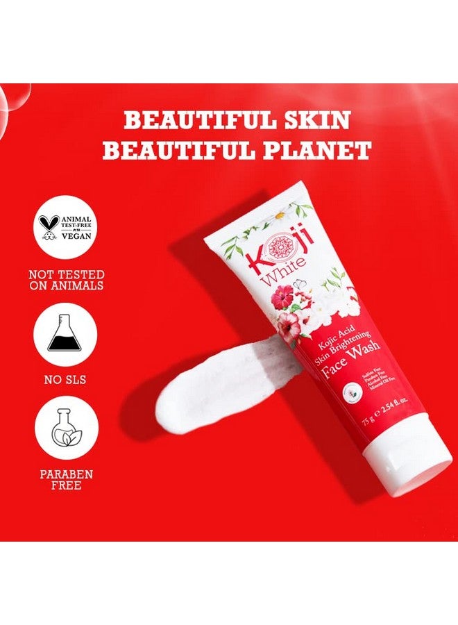 koji white Kojic Acid Skin Brightening Face Wash For Exfoliating Face Hydrating Face Moisturizer Vegan Face Wash Even Skin Tone With Vitamin C Flower Extracts Vitamin E 2.54 Fl Oz - Image 3