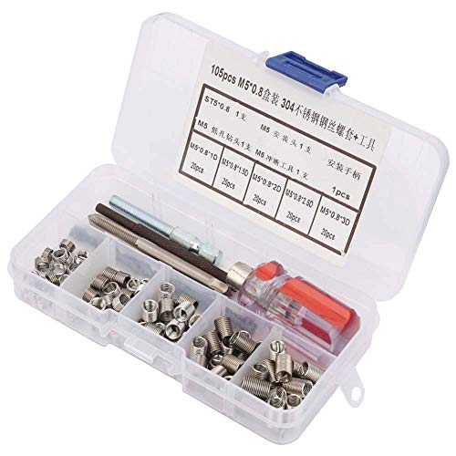 Hilitand 105pcs Threaded Inserts Repair Kit Stainless Steel Type Wire Insert Installation Set (M5 x 0.8) - Image 1