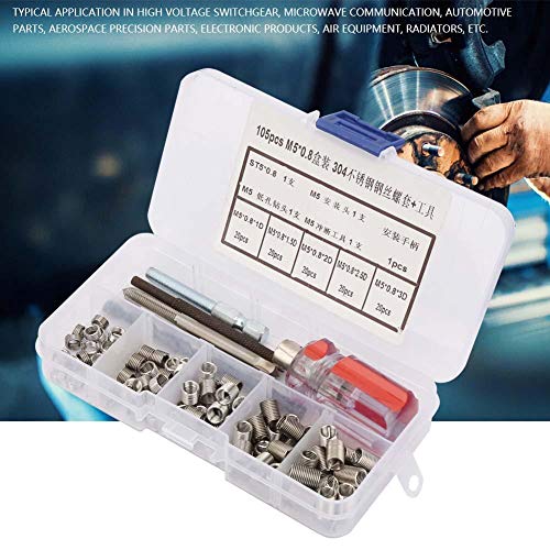 Hilitand 105pcs Threaded Inserts Repair Kit Stainless Steel Type Wire Insert Installation Set (M5 x 0.8) - Image 3