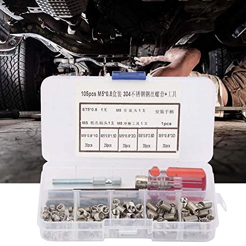 Hilitand 105pcs Threaded Inserts Repair Kit Stainless Steel Type Wire Insert Installation Set (M5 x 0.8) - Image 4