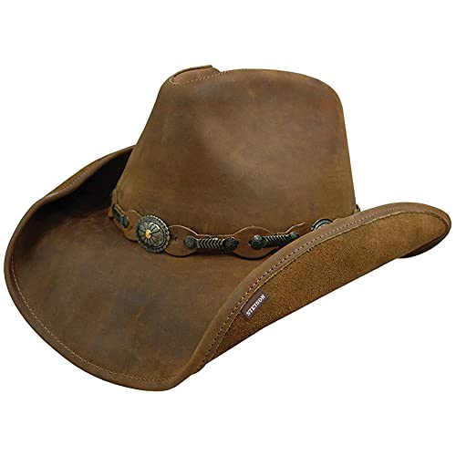 Stetson Roxbury Shapeable Leather Cowboy Western Hat, Rust, Large - Image 1