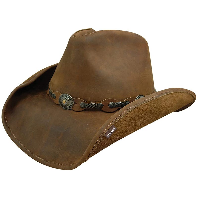 Stetson Roxbury Shapeable Leather Cowboy Western Hat, Rust, Large - Image 5
