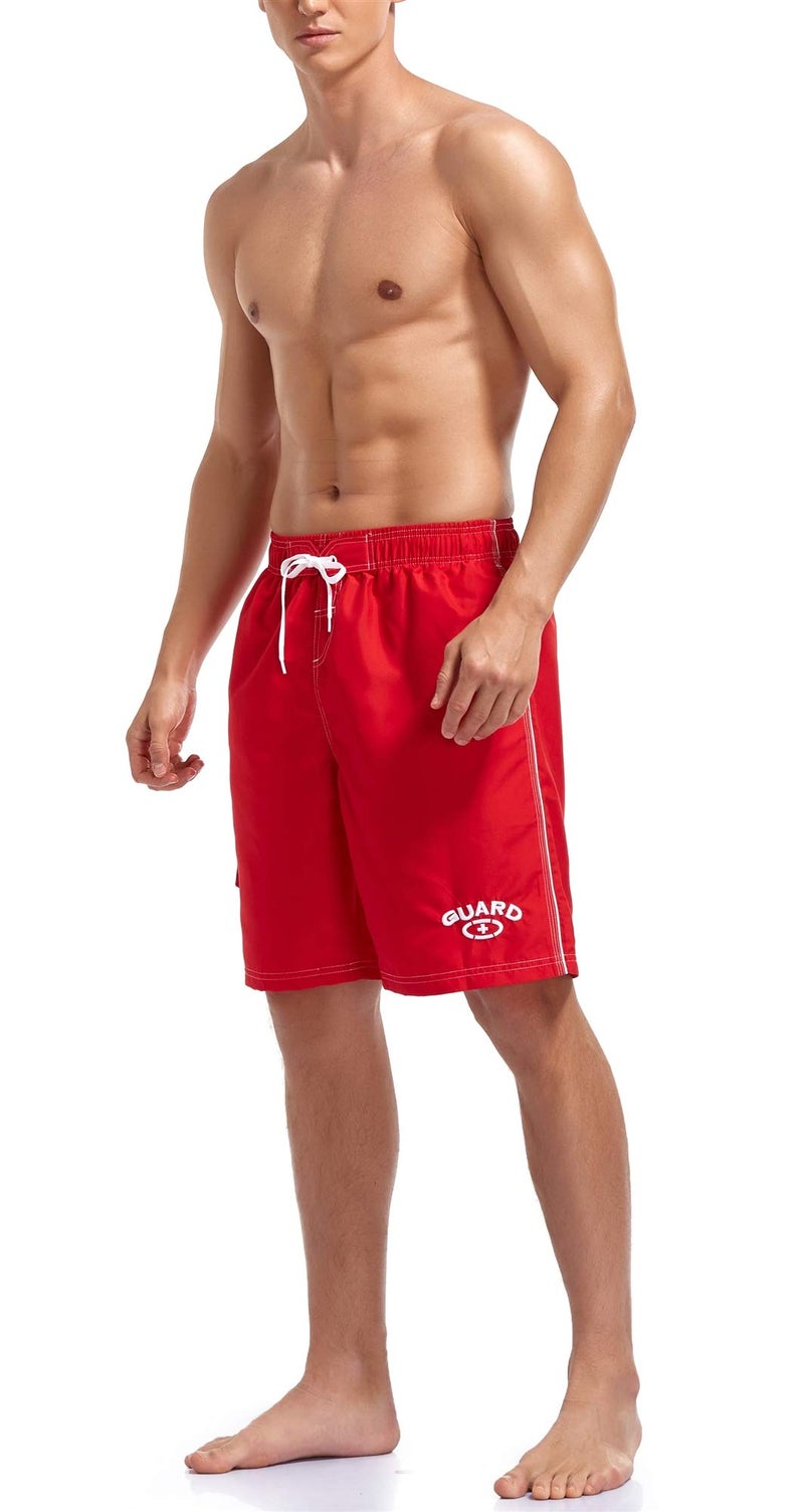 Adoretex Men's Guard Board Shorts Swim Trunks with Mesh Liner, Designed for Guard Uniform Swimwear (MG001) - Red - X-Large - Image 4