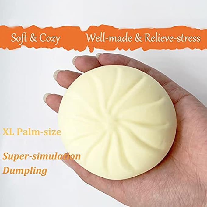 Holgosiu Dumpling Squishy Stress Ball Fidget Toy Dough Bun Squeeze Anxiety Relief Adult in Steamer Sensory Anti ADHD ADD - Image 3