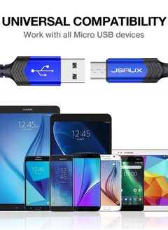 JSAUX Micro USB Cable Android Charger, (2-Pack 6.6FT) Micro USB Android Charger Cable Nylon Braided Cord Compatible with Galaxy S7 S6 J7 Edge Note 5, Kindle. MP3 and More-Blue  - Image 3