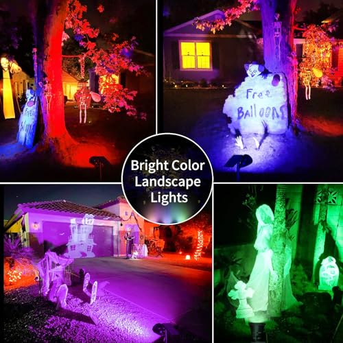JSOT 2 Pack Christmas Solar Spotlights, RGB Solar Spot Light Outdoor Waterproof Color Changing Landscape Lighting with 9 Lighting Options Decor for Backyard Walkway Tree Lawn - Image 2