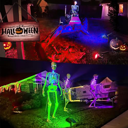 JSOT 2 Pack Christmas Solar Spotlights, RGB Solar Spot Light Outdoor Waterproof Color Changing Landscape Lighting with 9 Lighting Options Decor for Backyard Walkway Tree Lawn - Image 3