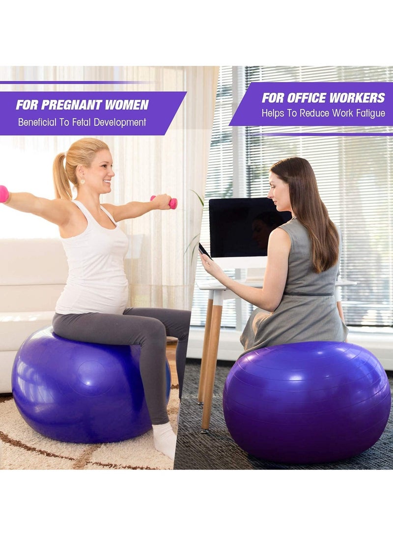 Anti-Burst Thickened Yoga Ball with Air Pump Stability Balance Ball for Home Fitness - Image 4