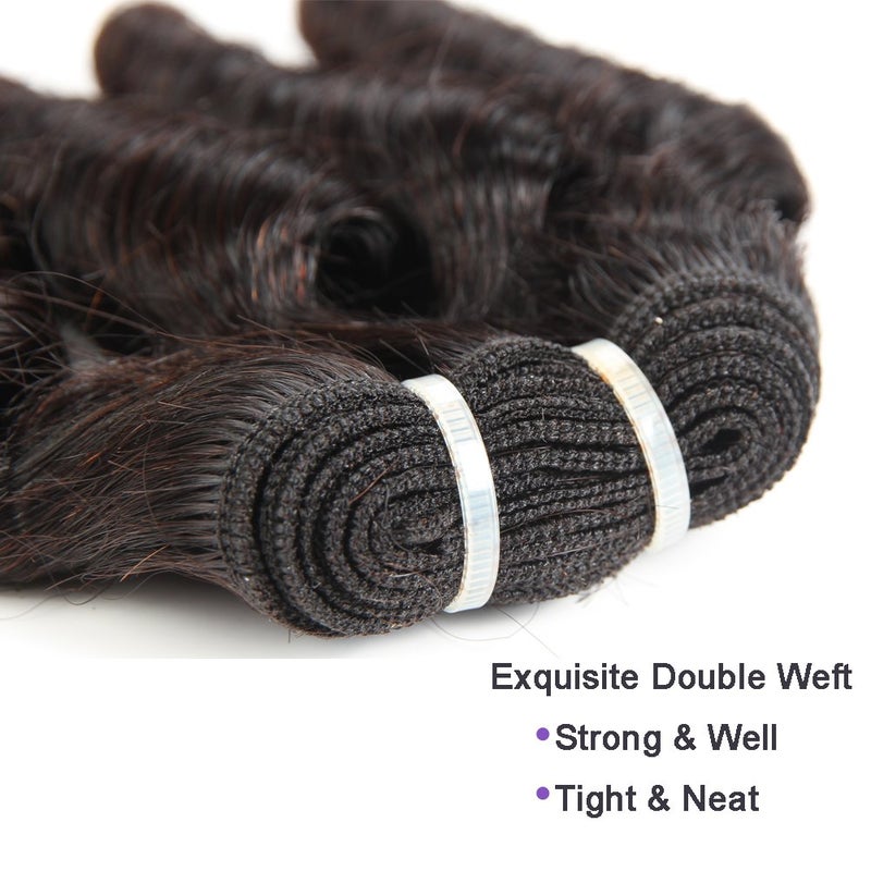 Molefi Brazilian Funmi Hair Loose Wave 4 Bundles Burmese Curly Bundles Human Hair Short Curly Weave 9A Unprocessed Brazilian Human Hair Extensions 50g/pc Full Head Natural Color (8 8 8 8 Inch) - Image 5