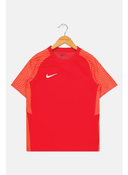 Nike Kids Boy Round Neck Short Sleeve Embroidered Logo T-Shirts, Red  - Image 1