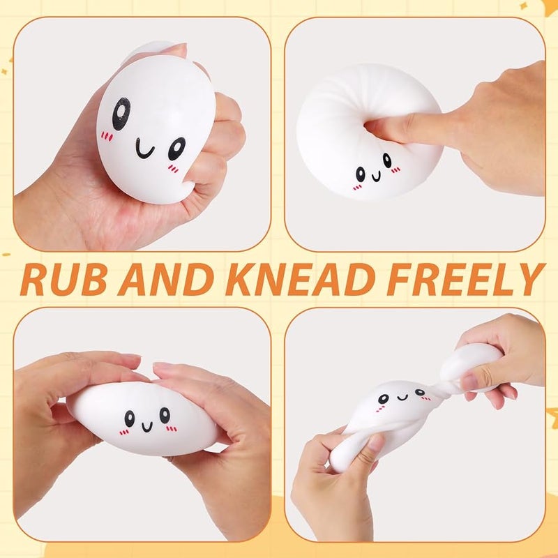 AiSiXin Dumpling Stress Balls for Adults, Dumpling Squishies Toys for Kids, Dumpling Fidget Sensory Toy, Squeeze Dough Ball Stress Relief Toy, Stretchy Stress Ball Squish Toys for ADHD - Image 2