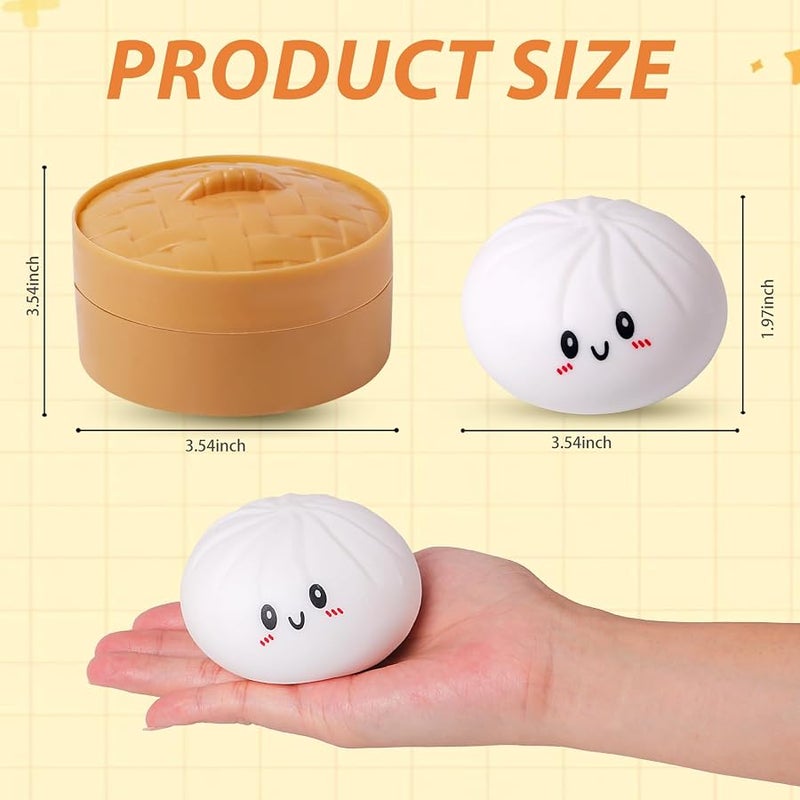 AiSiXin Dumpling Stress Balls for Adults, Dumpling Squishies Toys for Kids, Dumpling Fidget Sensory Toy, Squeeze Dough Ball Stress Relief Toy, Stretchy Stress Ball Squish Toys for ADHD - Image 3