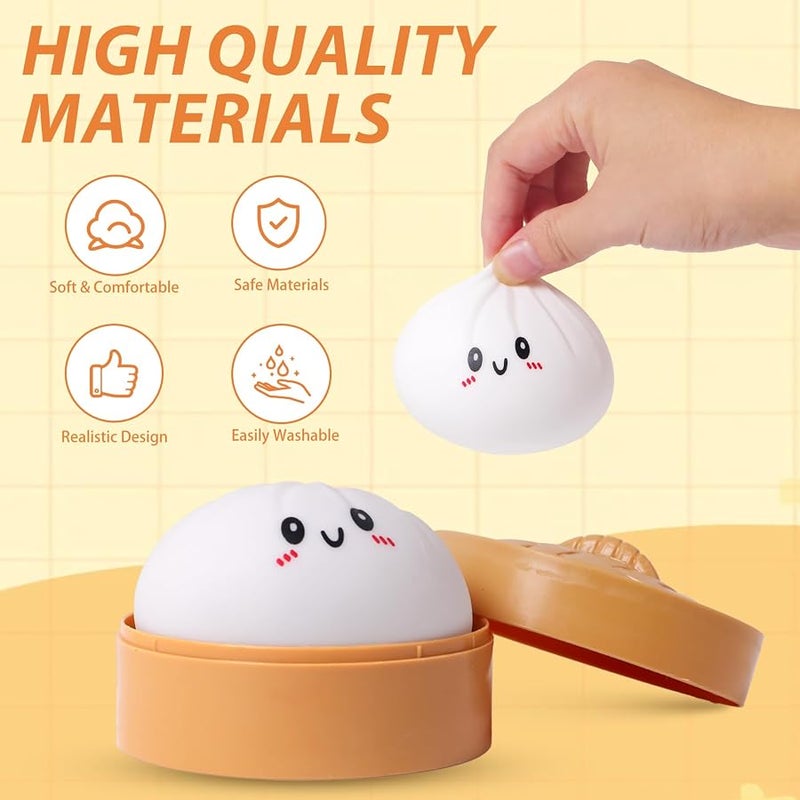 AiSiXin Dumpling Stress Balls for Adults, Dumpling Squishies Toys for Kids, Dumpling Fidget Sensory Toy, Squeeze Dough Ball Stress Relief Toy, Stretchy Stress Ball Squish Toys for ADHD - Image 4