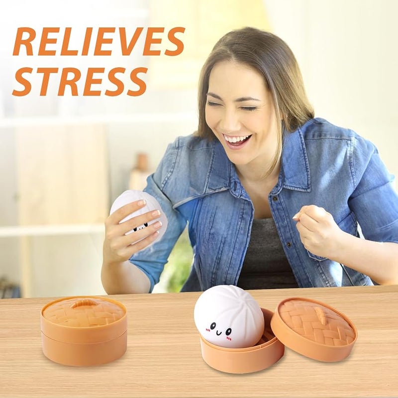 AiSiXin Dumpling Stress Balls for Adults, Dumpling Squishies Toys for Kids, Dumpling Fidget Sensory Toy, Squeeze Dough Ball Stress Relief Toy, Stretchy Stress Ball Squish Toys for ADHD - Image 5