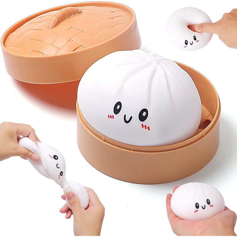 AiSiXin Dumpling Stress Balls for Adults, Dumpling Squishies Toys for Kids, Dumpling Fidget Sensory Toy, Squeeze Dough Ball Stress Relief Toy, Stretchy Stress Ball Squish Toys for ADHD - Image 1