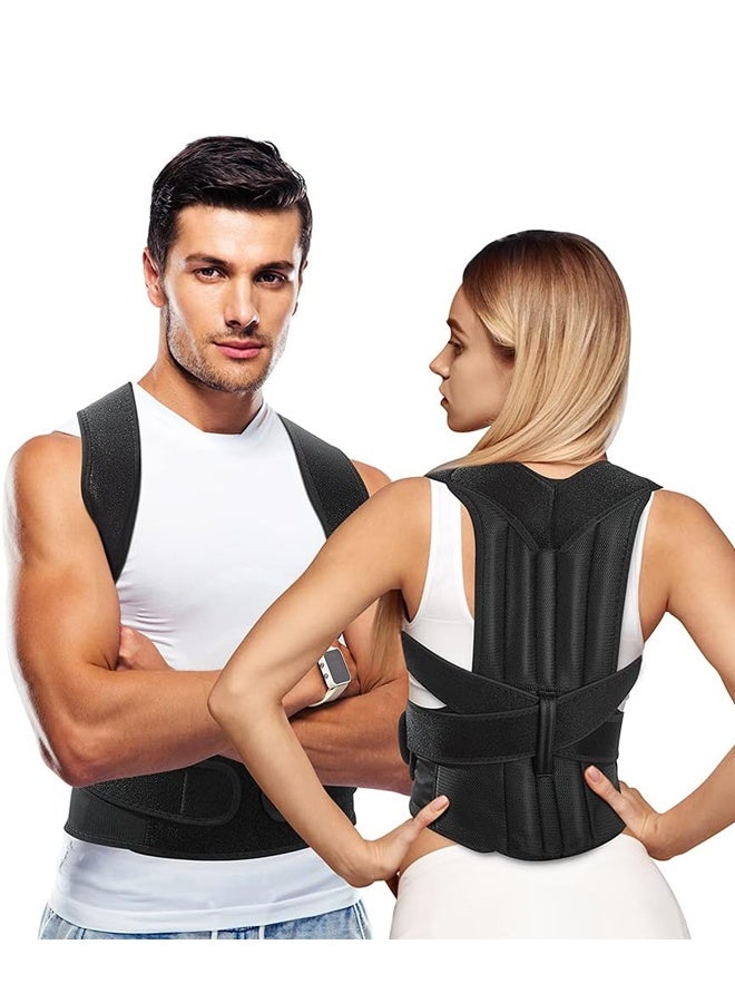 Compact Posture Corrector for Men and Women, Adjustable Upper Back Brace for Clavicle Support, Neck, Shoulder, and Back Pain Relief, L - Image 1
