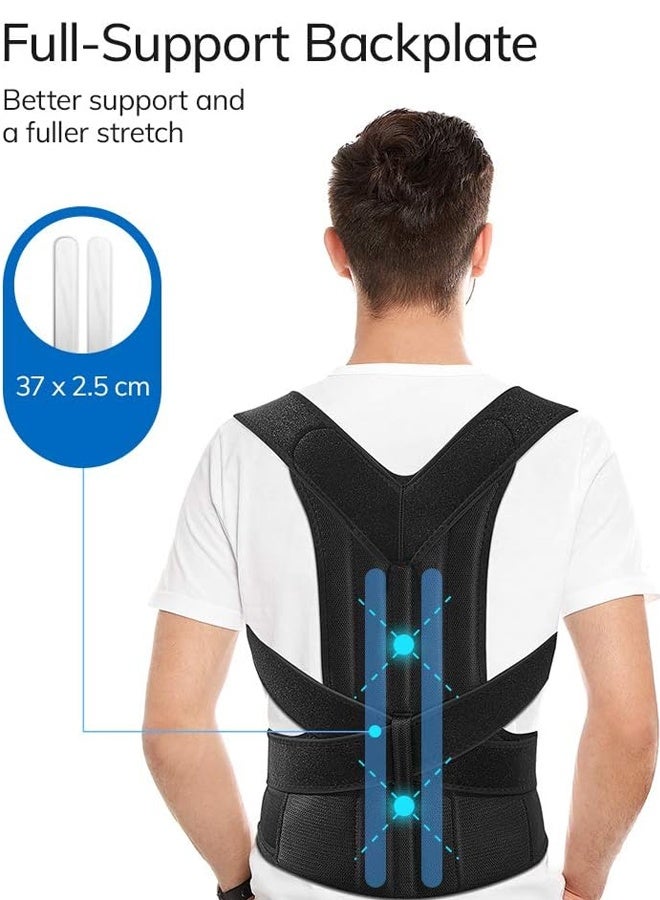 Compact Posture Corrector for Men and Women, Adjustable Upper Back Brace for Clavicle Support, Neck, Shoulder, and Back Pain Relief, L - Image 2