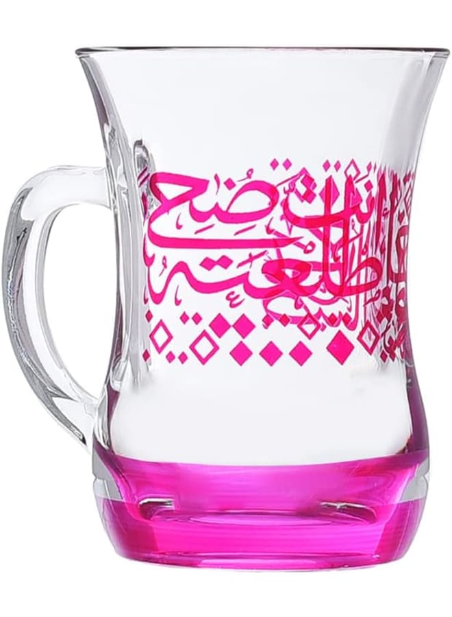 Dimlaj Orchid Pink Printed Finest Durable Glass Terkish Tea Set, 2 Pieces - Image 3