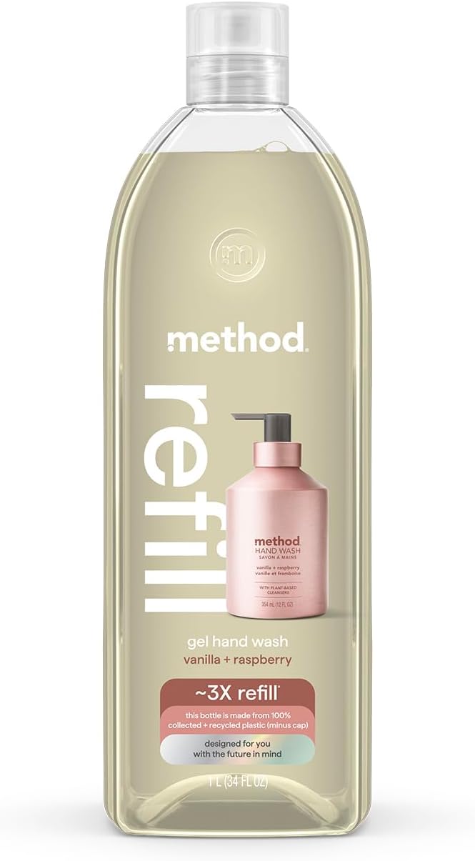 Method Gel Hand Soap Refill Vanilla  Raspberry Biodegradable Formula 34 Fl Oz Pack of 1 Packaging May Vary